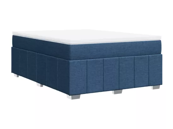 Sommier à lattes de lit avec matelas Bleu 160x200 cm Tissu