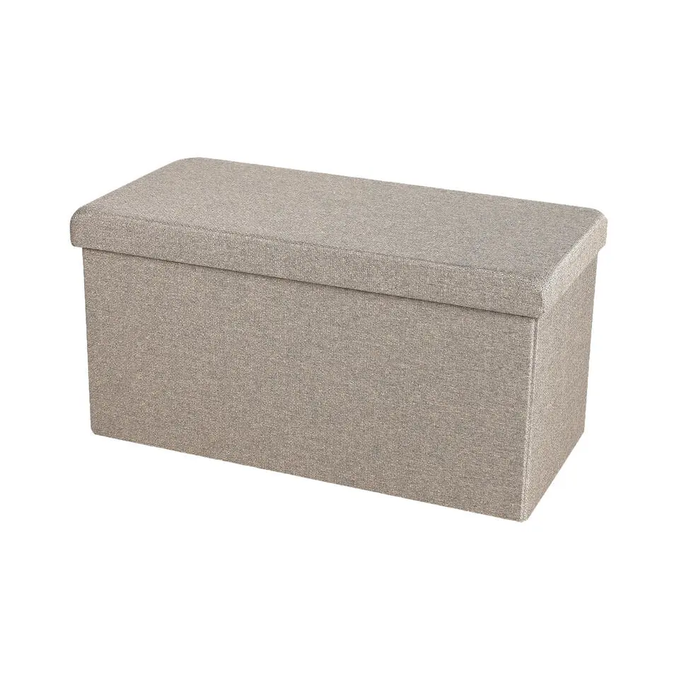 Urban Living poef/hocker/opbergbox - grijs - mdf - 76 x 38 x 38 cm