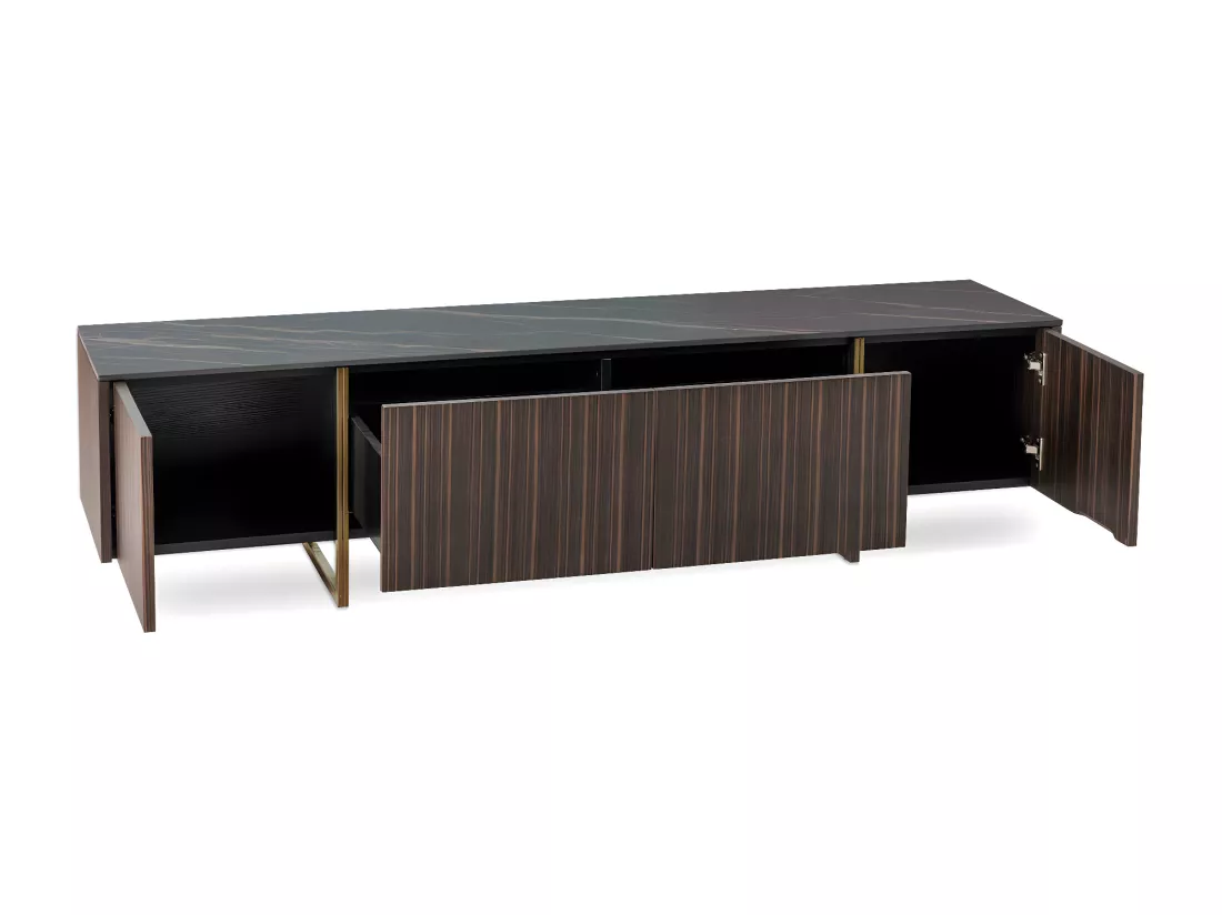 Omega Meuble TV (180 x 40 x H 45 cm) en Céramique Noire
