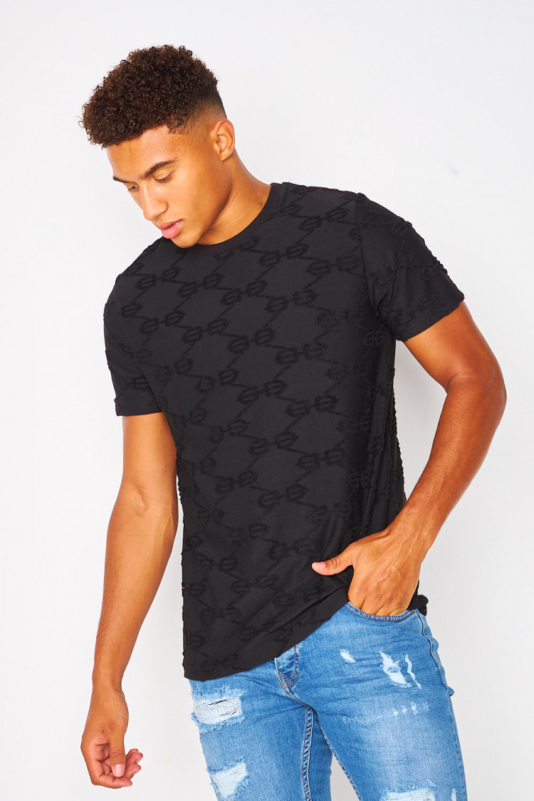 T-shirt noir imprimé BB en relief
