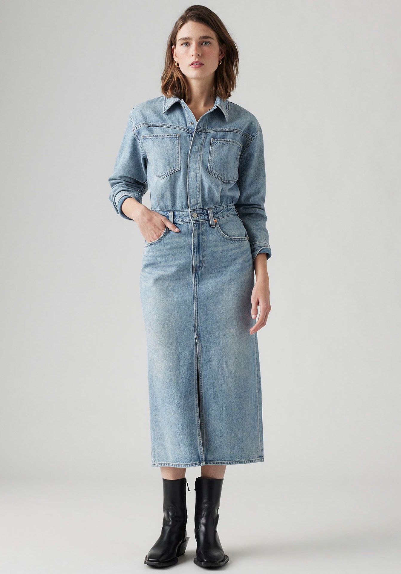 Levi's® Jeanskleid »WESTERN DENIM MID« Denim-Midi-Hemdkleid