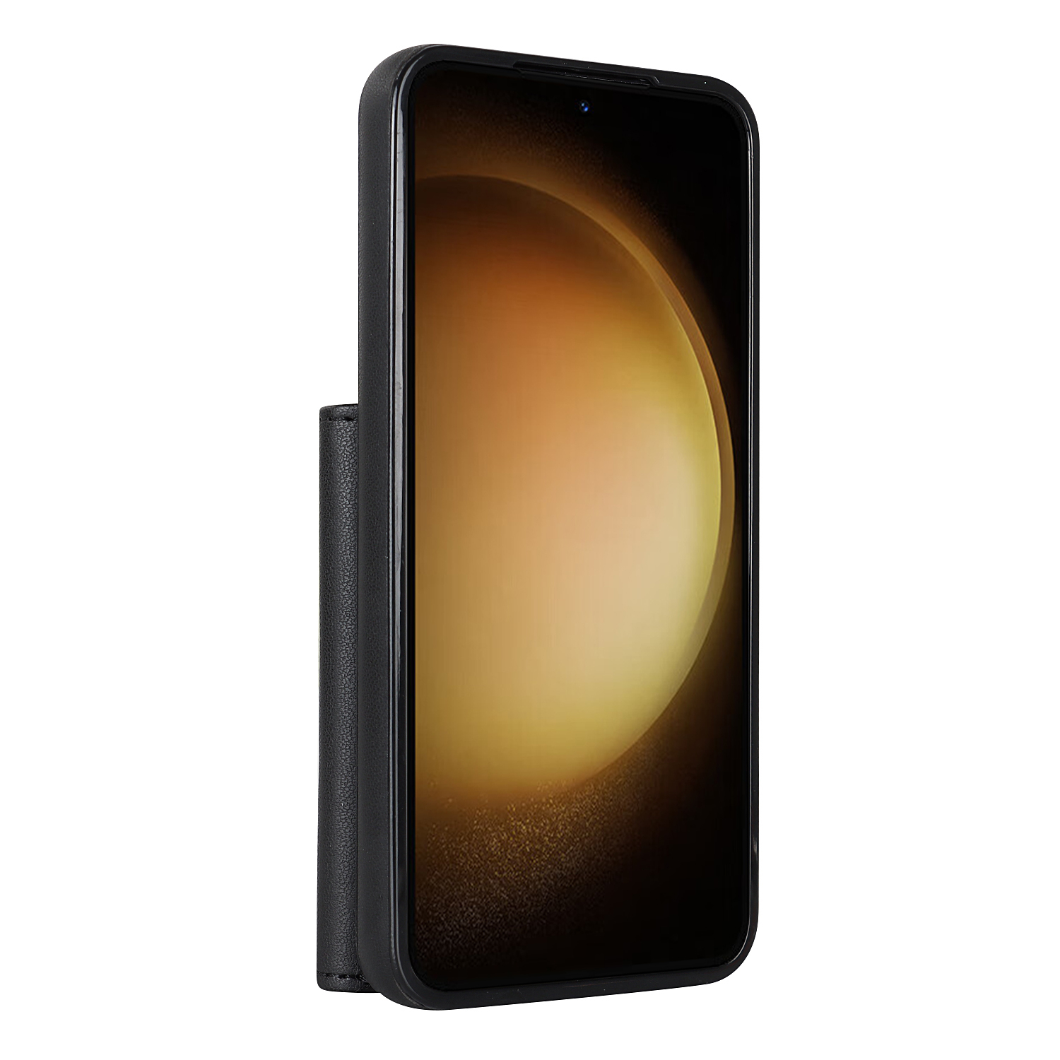 Samsung Galaxy S23 5G Necklace Leder Schutz Hülle mit Kartenfach   Handykette (140cm) - Schwarz