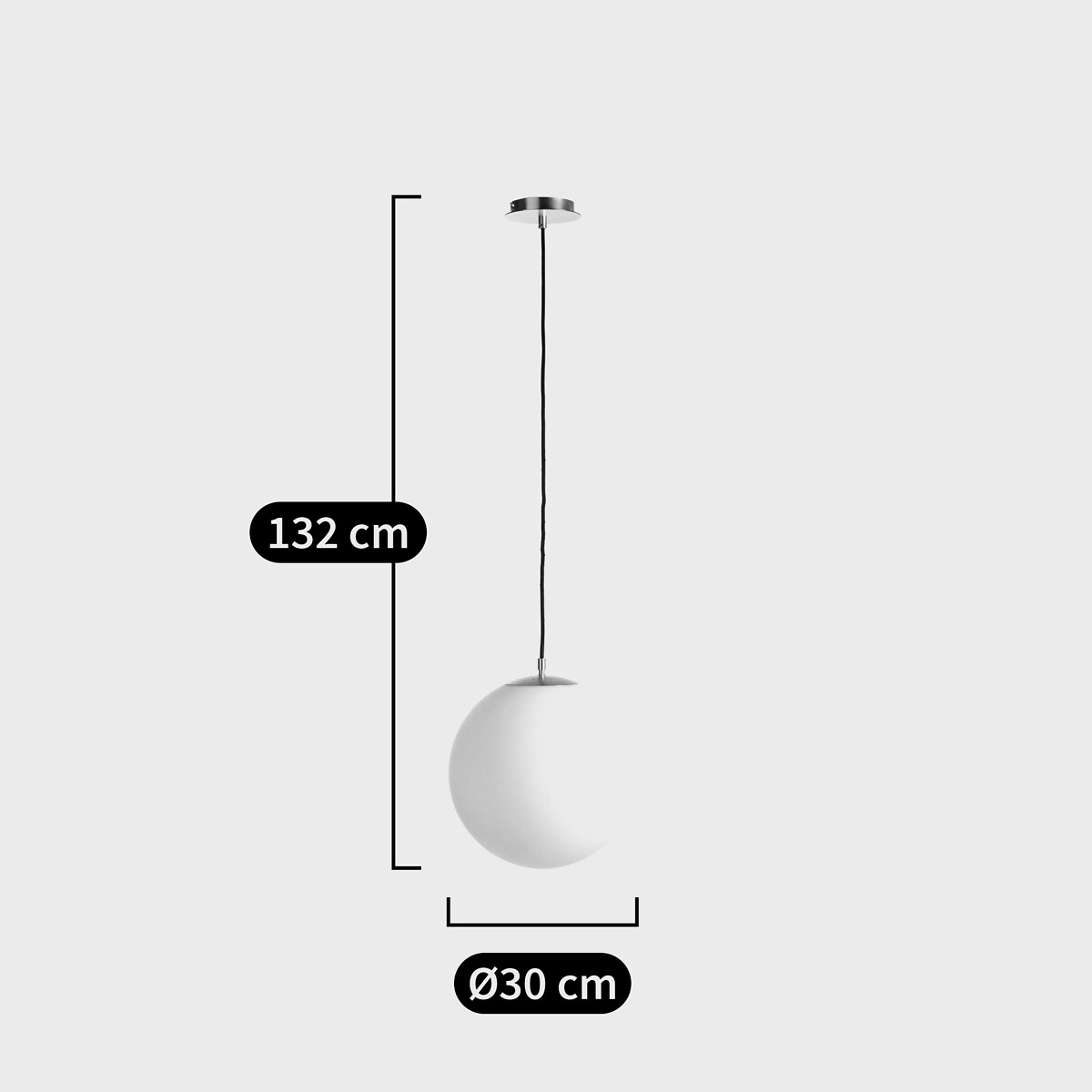 LA REDOUTE INTERIEURS<br>Candeeiro suspenso em latão e vidro opalino Ø30 cm, Moricio