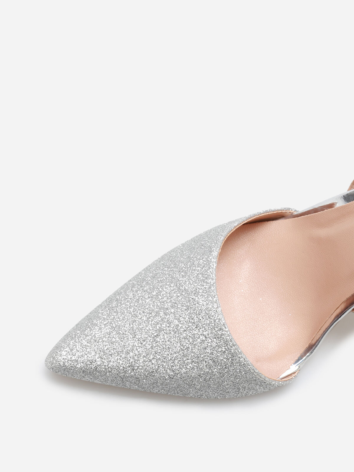 Escarpins asymétriques à paillettes- Argenté