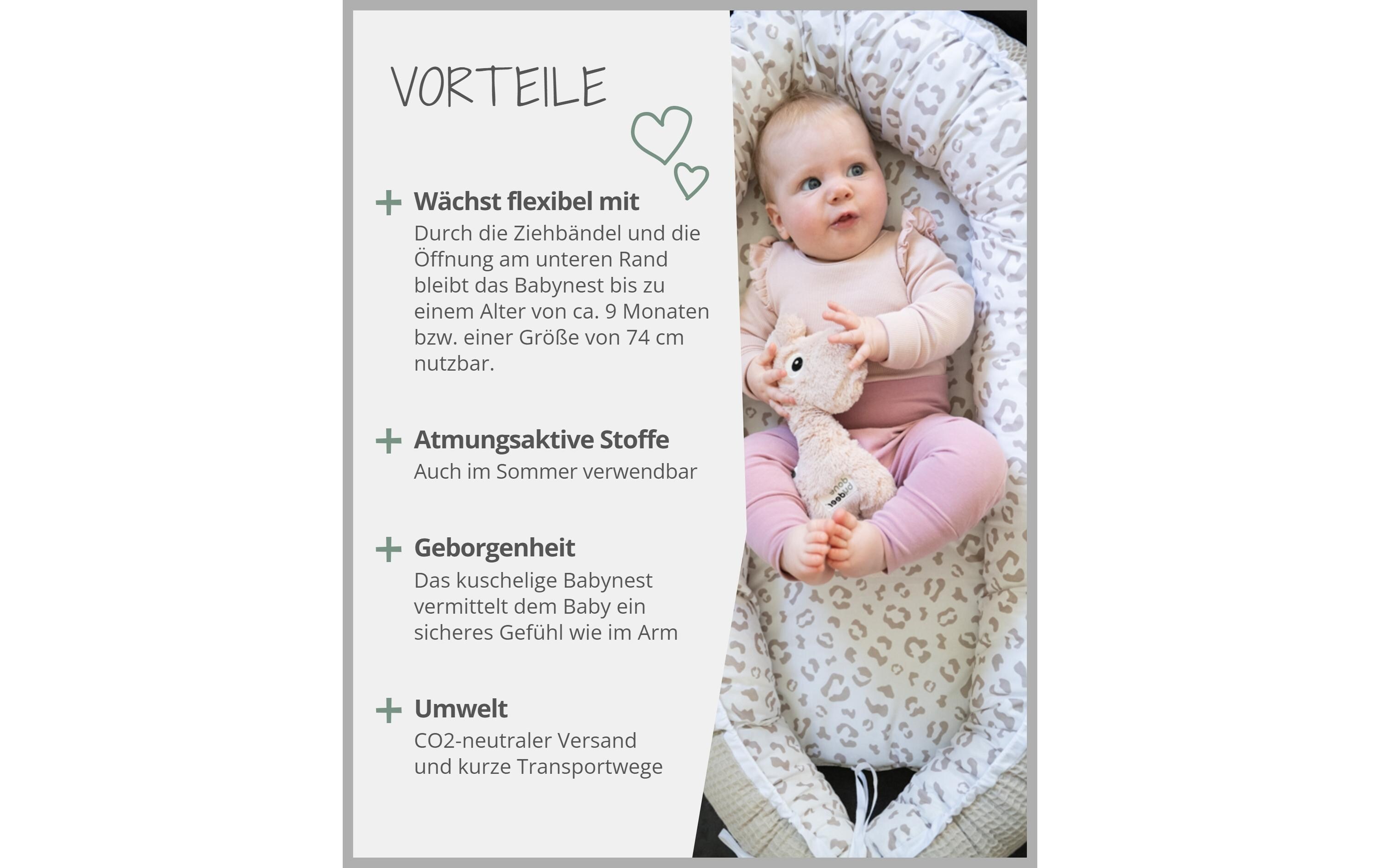 Babynest Leo 55 x 95 cmKuschelnest für Schutz und Geborgenheit