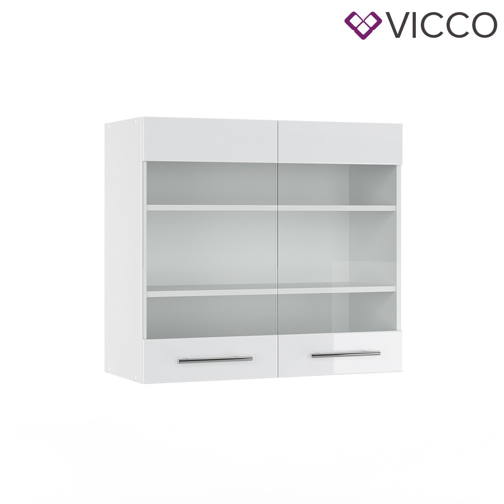 VICCO Hängeglasschrank 80 cm Weiß Küchenzeile Unterschrank Fame