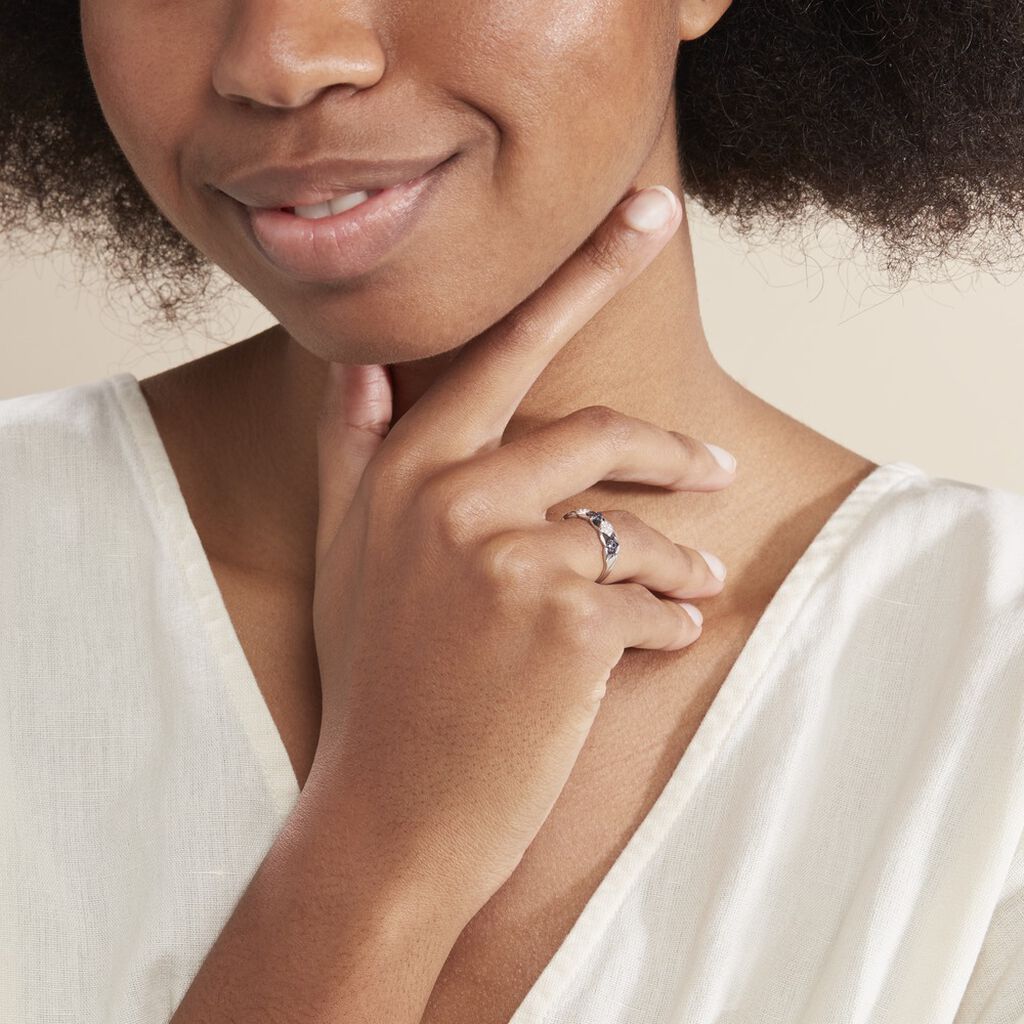 Bague Lina-maria Or Blanc Saphir Et Diamant
