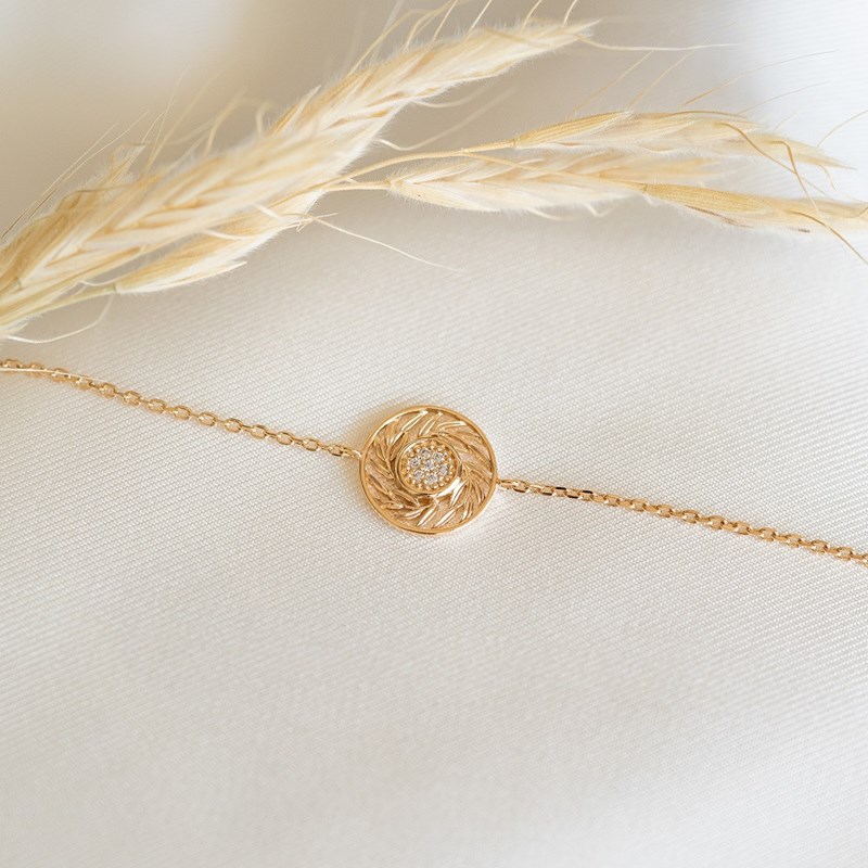 Bracelet Fin Plaqué Or Feuilles de Laurier Epis Tendance