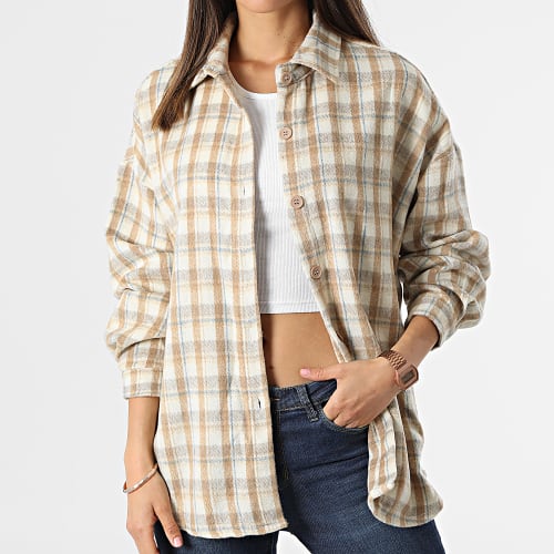 Surchemise A Carreaux Femme W33563PJA Beige