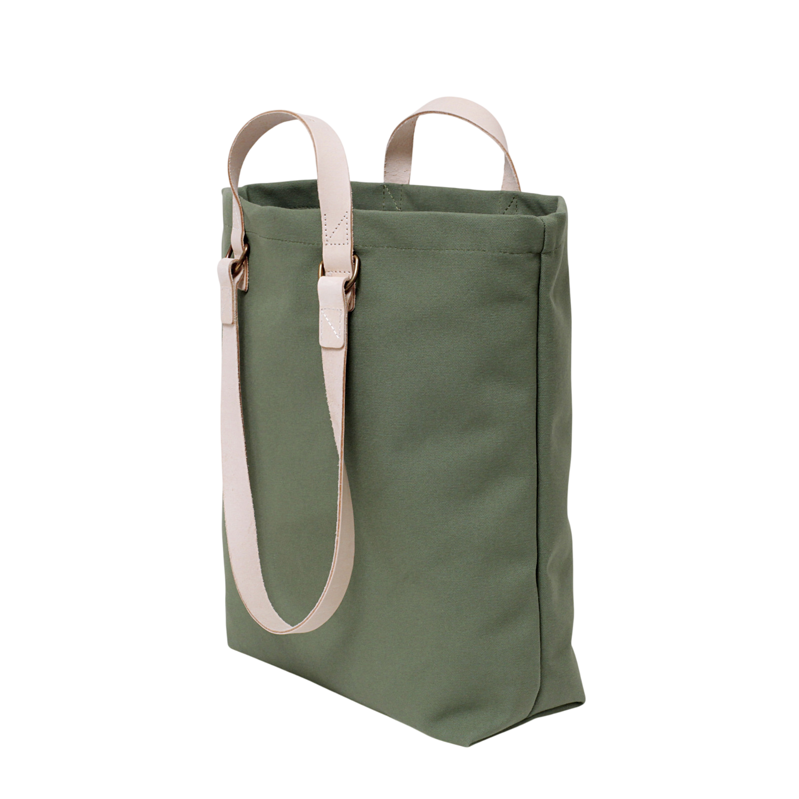 Shopper Sam Oliv, Leder Natur