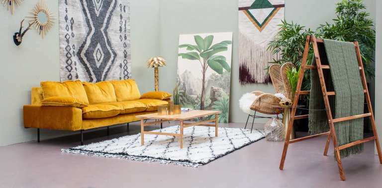 HKliving Retro bank 3-zits beige