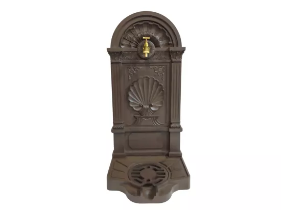 Fontaine de jardin extérieur en fonte aluminium marron 42 x 32 x 84cm