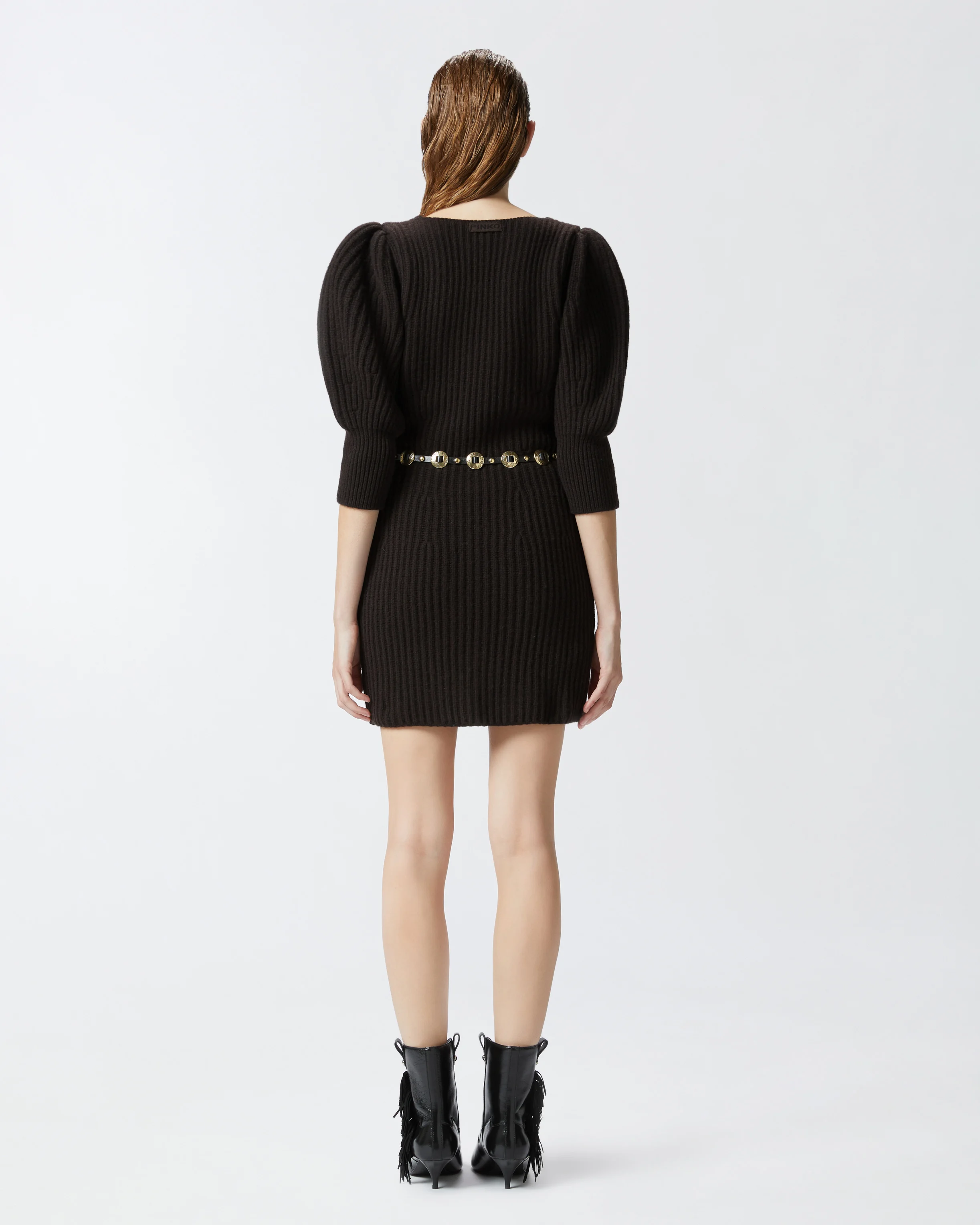 Robe courte côtelée de | Marron