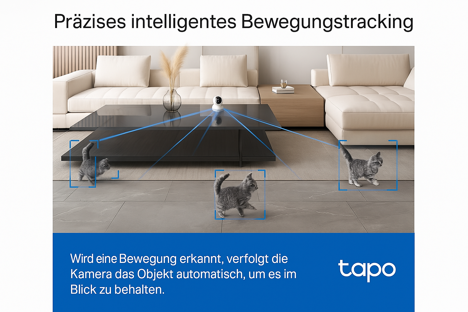 Tapo C220 Schwenk Neigbare AI Indoor Security Wi-Fi Netzwerkkamera 2K (2560 x 1440p) Tag / Nachtmodus / Audio - Weiss