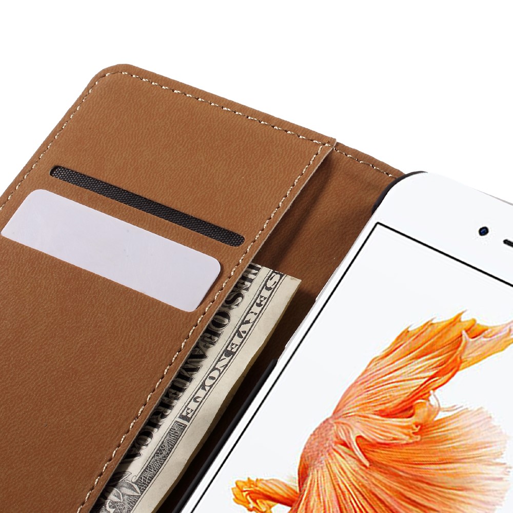 iPhone SE (2022/2020) / 8 / 7 Echtleder Tasche Flip Cover mit Karten Etui - Schwarz