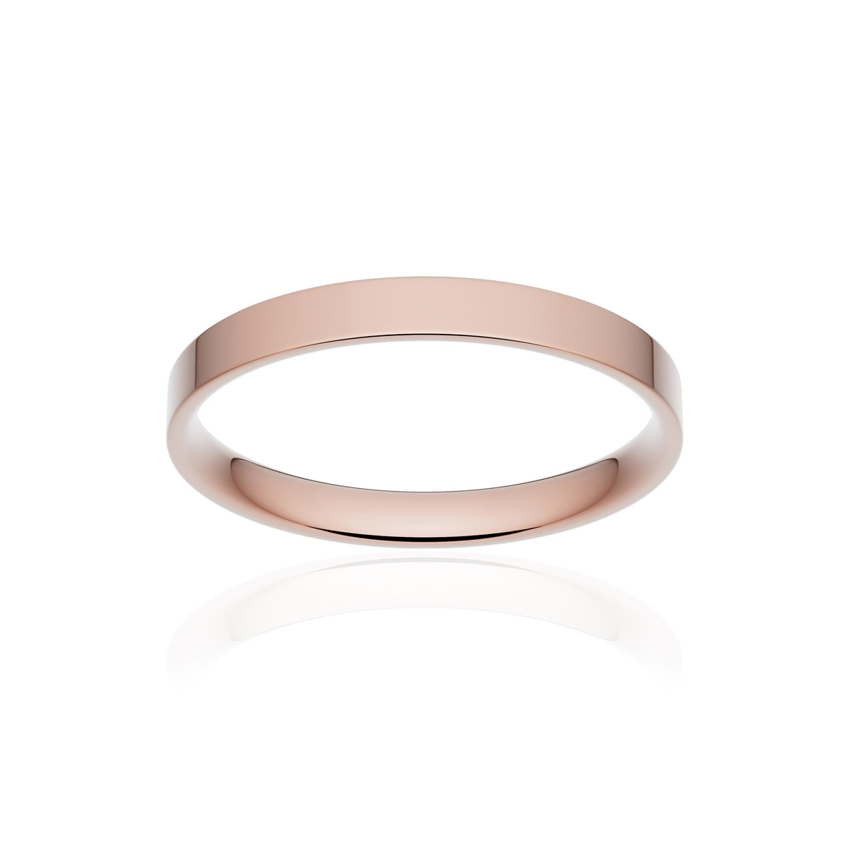 Alliance or 750 rose poli ruban plat confort 2,5mm