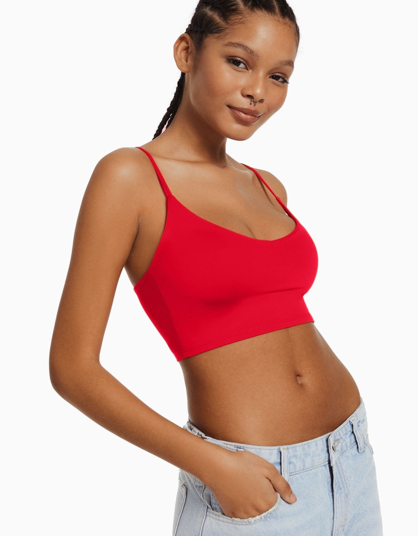 Top cropped de alças finas