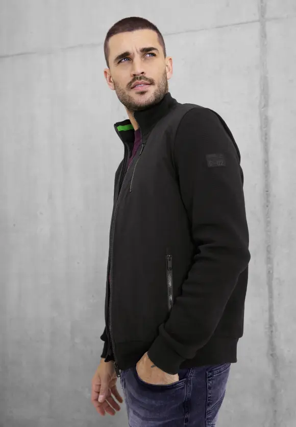 Strickjacke im Materialmix - Black