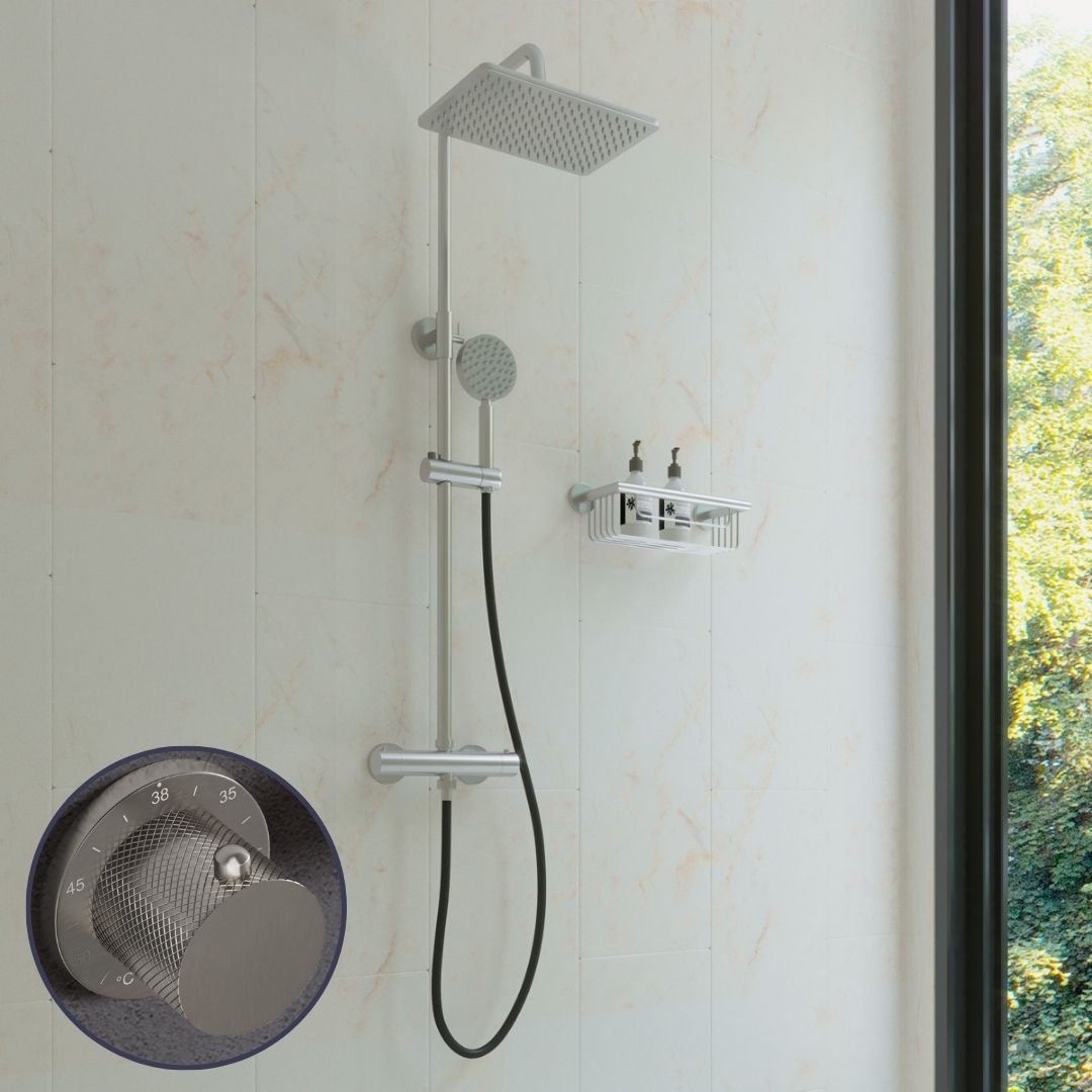 Saniclear Vision Curved Pro opbouw regendouche met 20x30cm hoofddouche RVS