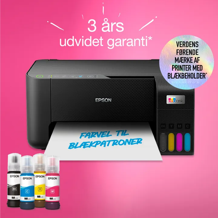 Epson EcoTank ET-2810 - Multifunktionsprinter - farve - blækprinter - ITS - A4 (medie) - op til 10 spm (udskriver) - 100 ark - USB, Wi-Fi - sort