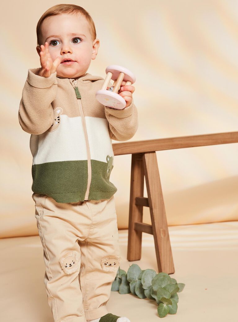Gilet à capuche color block en tricot