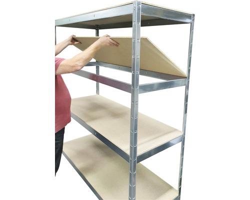 Zware boutloze stellingkast Kaiserthal, verzinkt, 180x160x60 cm, 4 houten legborden, draagvermogen 1000 kg