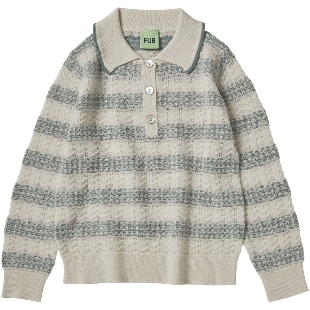 Køb FUB Ecru/Misty Green Pointelle Polo