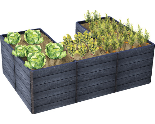 Klassieke verhoogde tuinbak GARANTIA Ergo Quadro UL incl. Flora waterbesparend systeem 75 240 x 160 x 75 cm steen