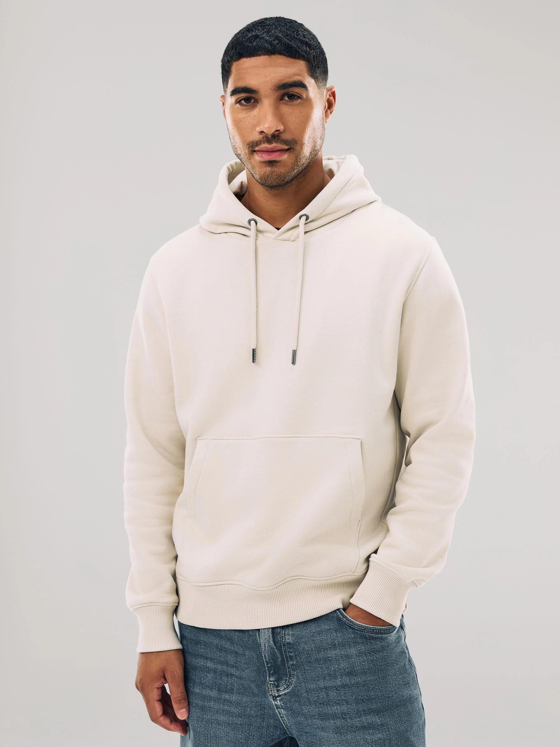 Ecru wit - Normale Pasvorm - Zwaargewicht Cotton Rich Jersey Hoodie