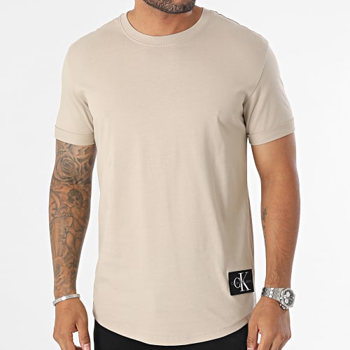 Tee Shirt Oversize Badge Round 3482 Beige