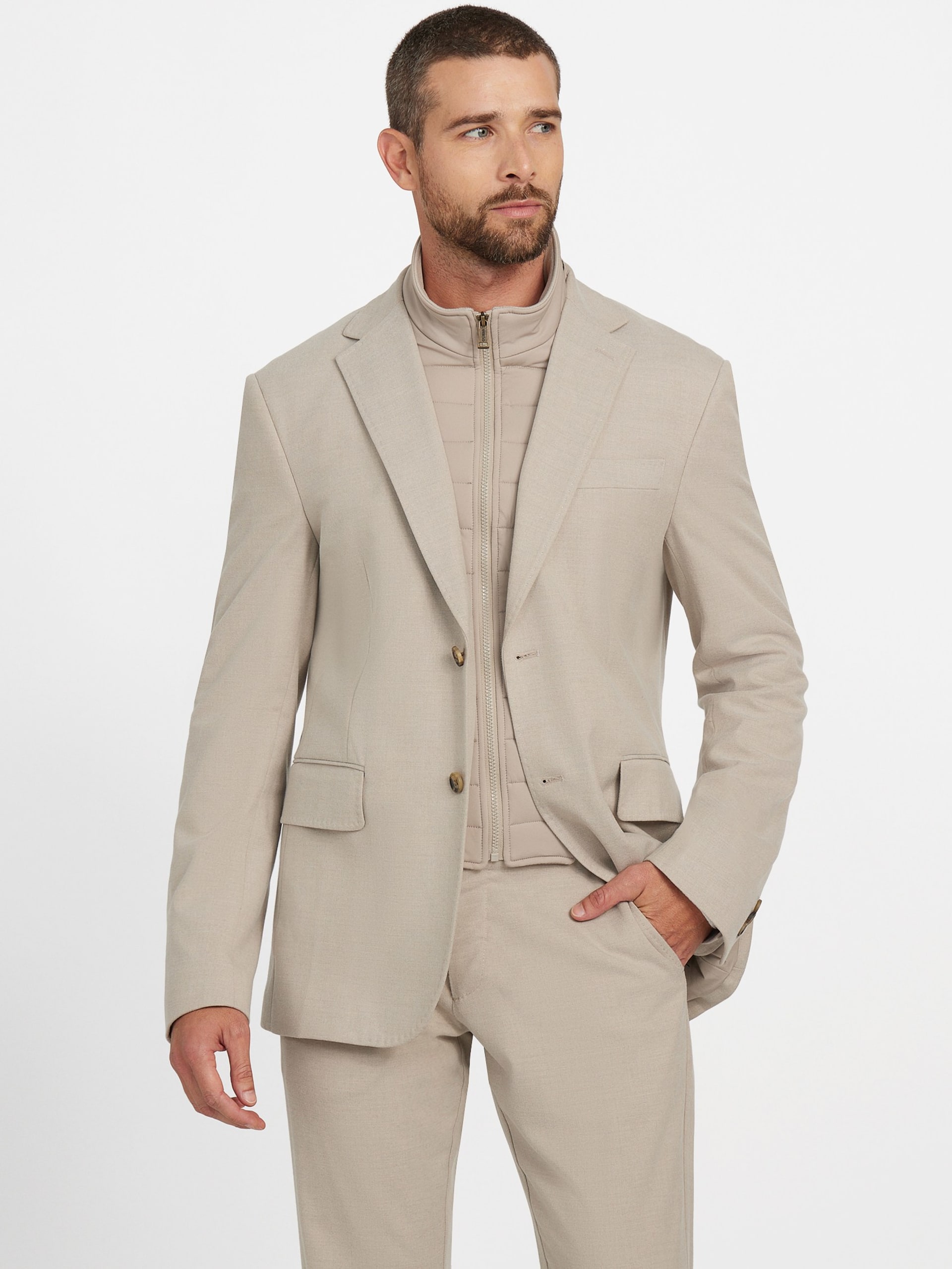 Blazer utilitário em mistura de lã