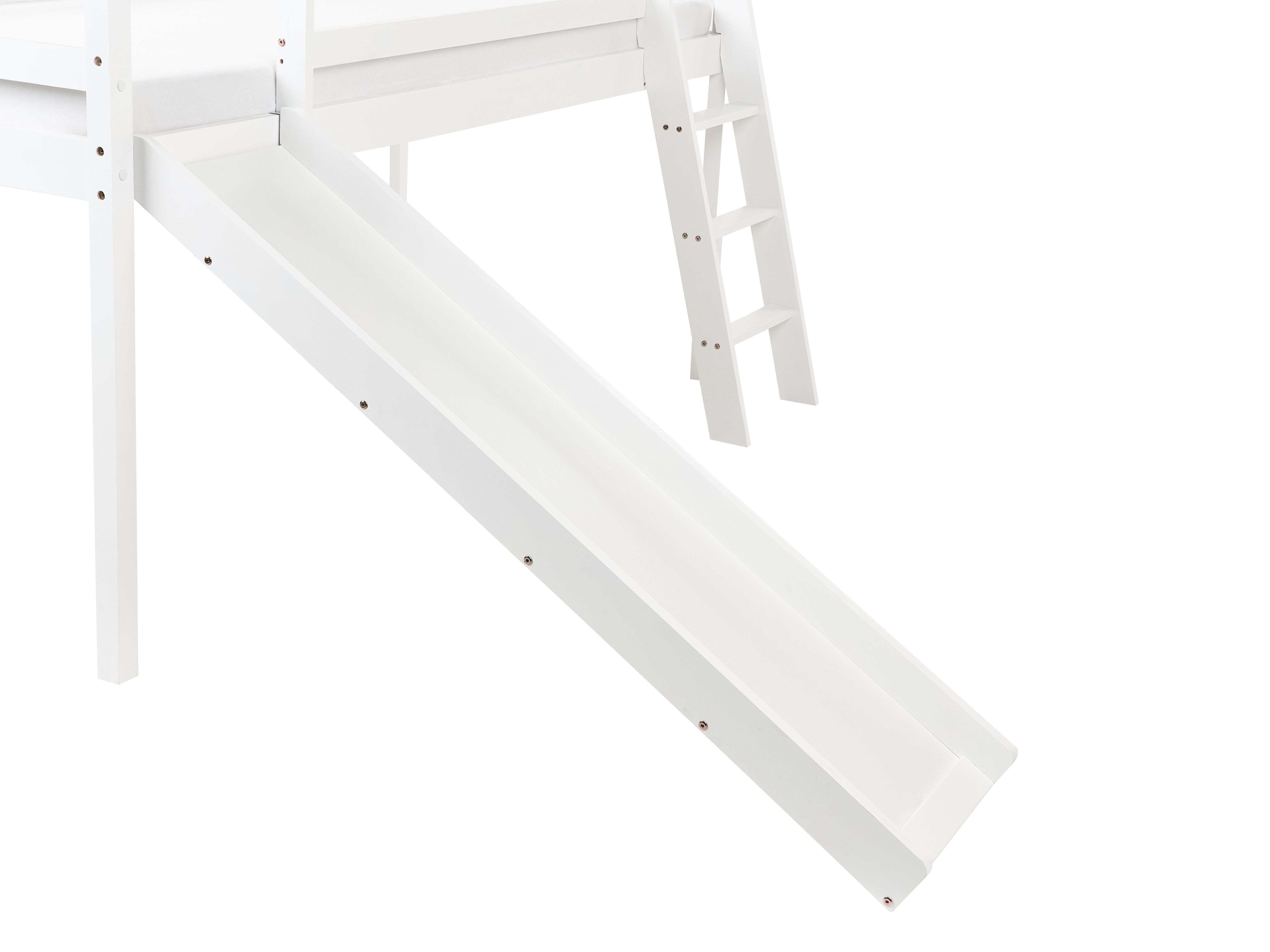 Verhoogd bed Dennenhout STAPLE 90 x 200 cm met glijbaan Wit