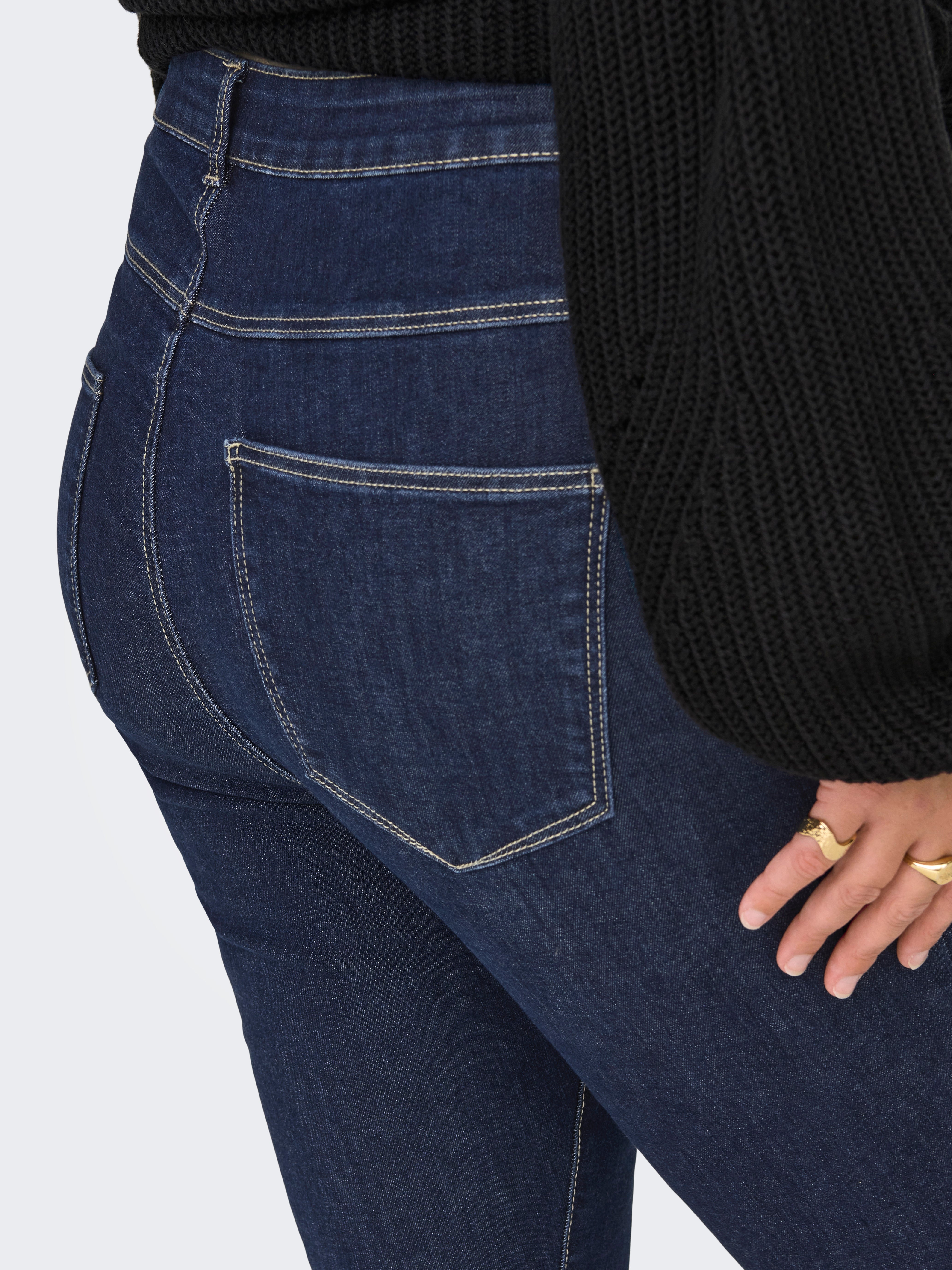 CARROSE Hohe Taille Skinny Fit Jeans Dark Blue Denim