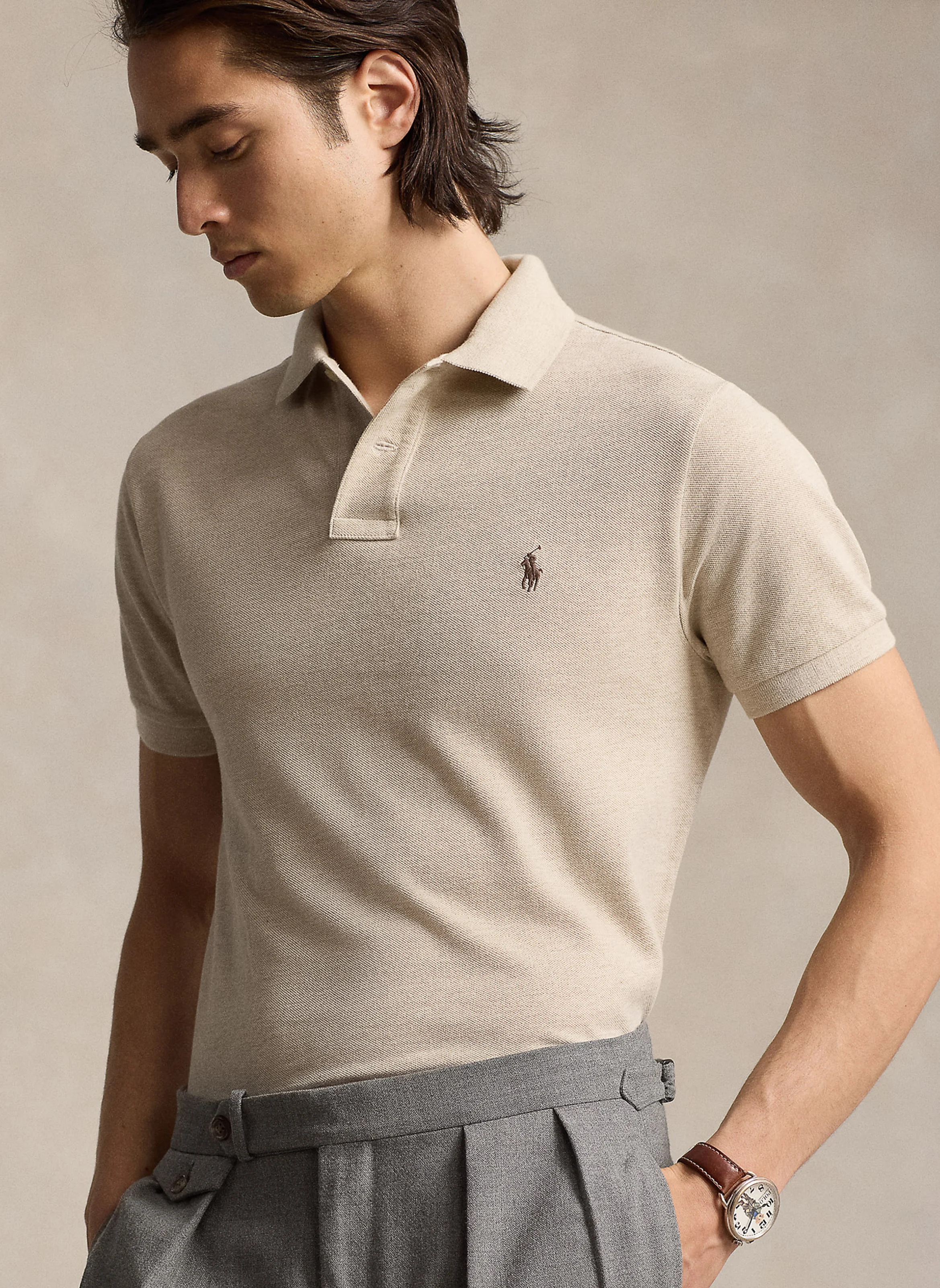 Polo slim-fiit en coton | Gris