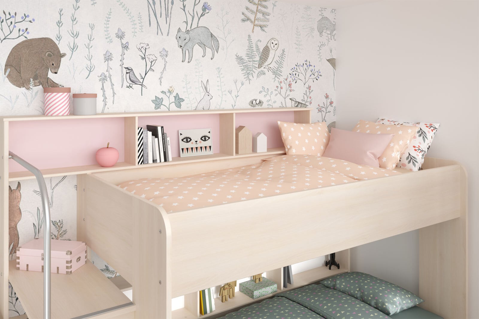 Parisot Multifunktionsbett mit Kleiderschrank BIBOP 41 weiß / braun