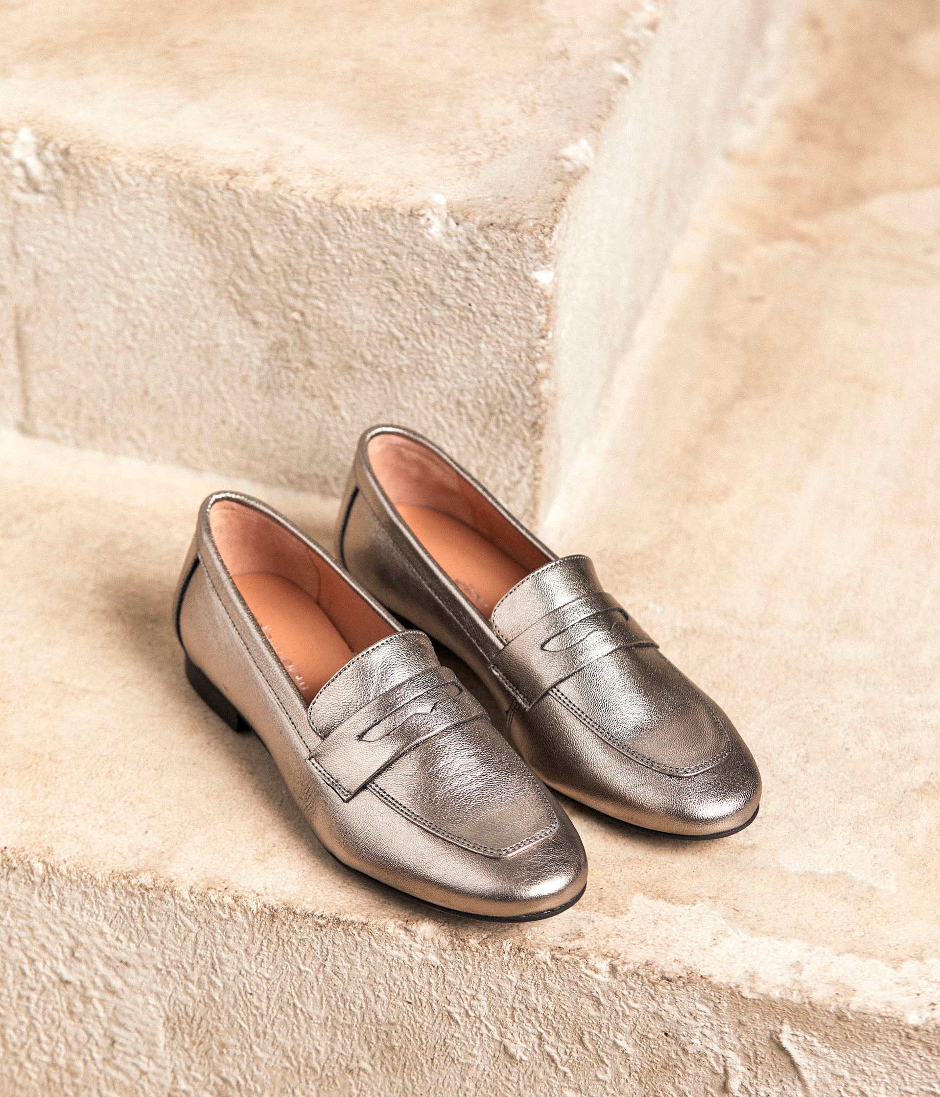 Mocassins cuir étain Jackie