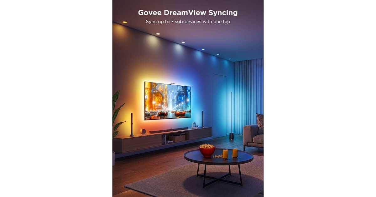 GoveeTV Backlight 3 Lite Kit with Strip Ligth and Ligth Bars verlichting  (2,4GHz wifi, Bluetooth, voor 55 - 65 inch tv's)