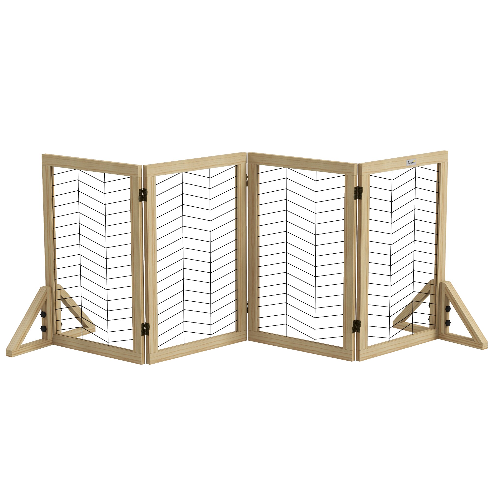 PawHut Hundetürgitter mit 4 Elementen natur 187L x 44B x 70H cm