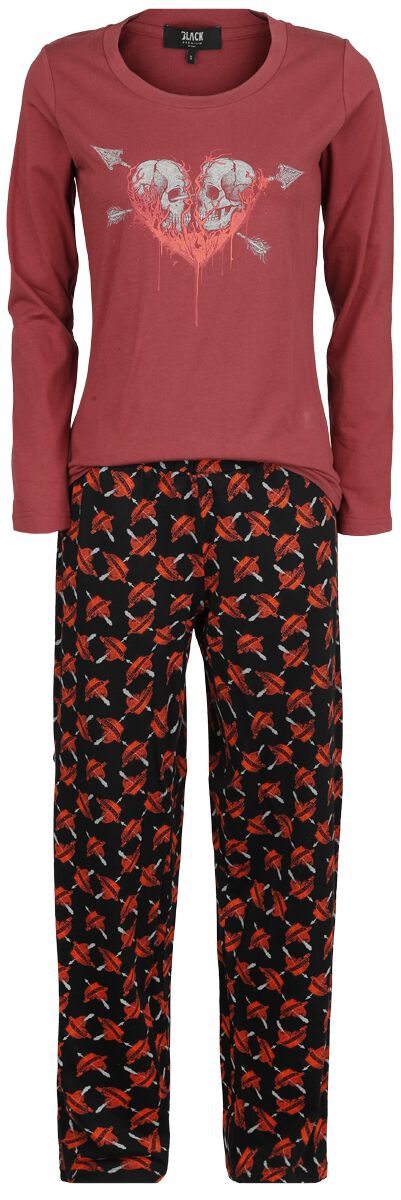 Pyjama avec crâne & cœur | Black Premium by EMP Pyjama