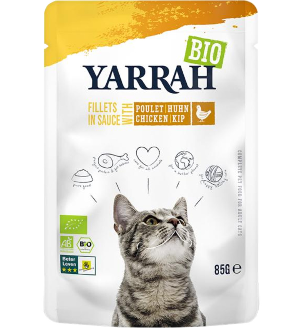 Yarrah Kat Filet Met Kip In Saus Bio (85 gr)