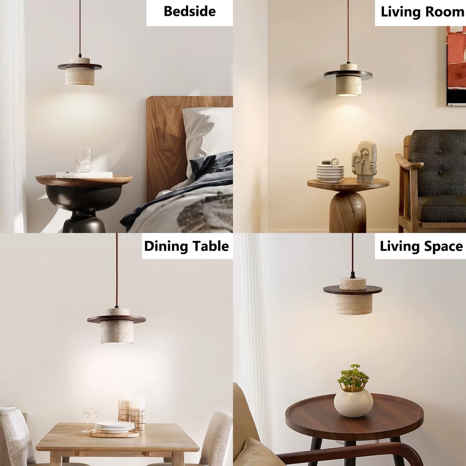 Pendelleuchte im japanischen Stil Wabi Sabi Pendellampe E27 nordischer Marmor Kronleuchter Schirm aus Naturstein einfache Hängeleuchte für Esszimmer Nachttisch Kücheninsel Flur(3PC)