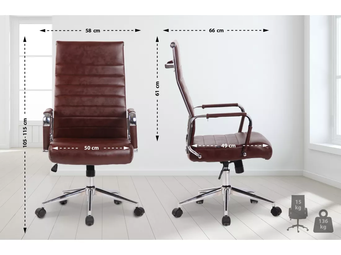 Chaise de bureau - Similicuir - Bordeaux - Kolumbus