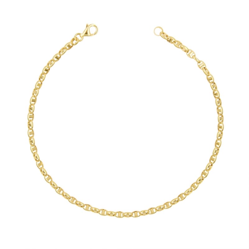 Bracelet Or Jaune Maille Marine Alternée - Homme