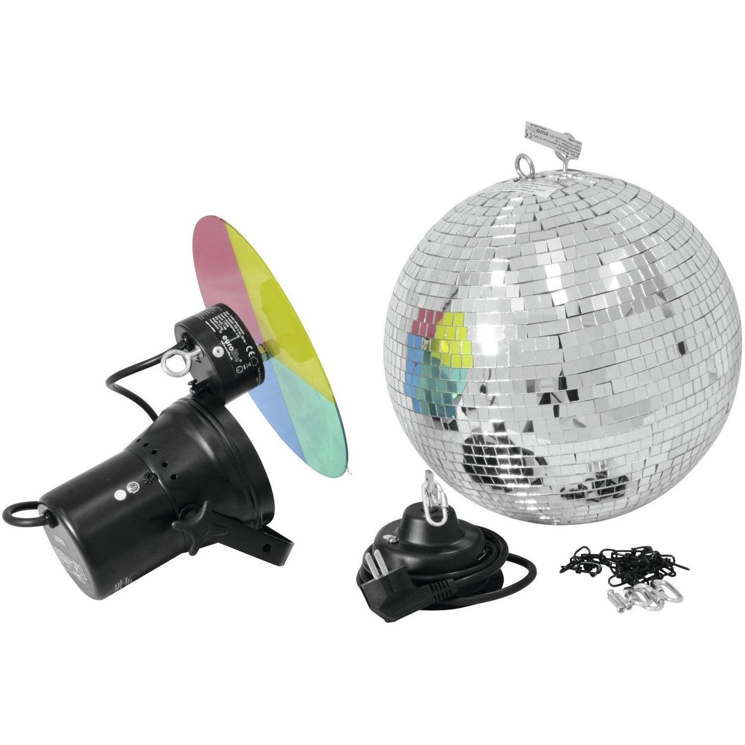 Eurolite 30 cm spiegelbolset met spot en kleurenwiel