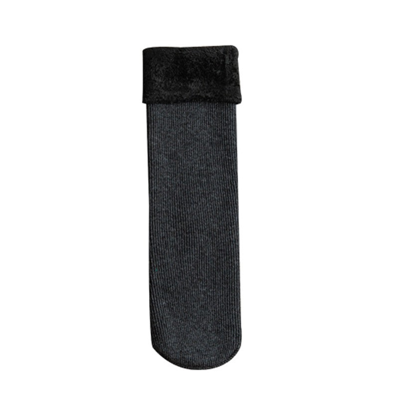 (4 Paar) Warme Socken Winter Damen Füsslinge Plüsch gefüttert (One Size) - Grau
