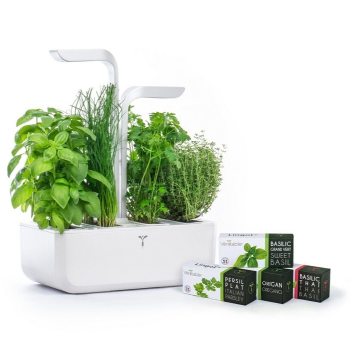 (4-fach) Classic Kräutergarten Indoor Gemüse Beet Blumen Anzucht mit LED Beleuchtung / Wassertank (VPOT-CAWAW-A-1) - Arctic White
