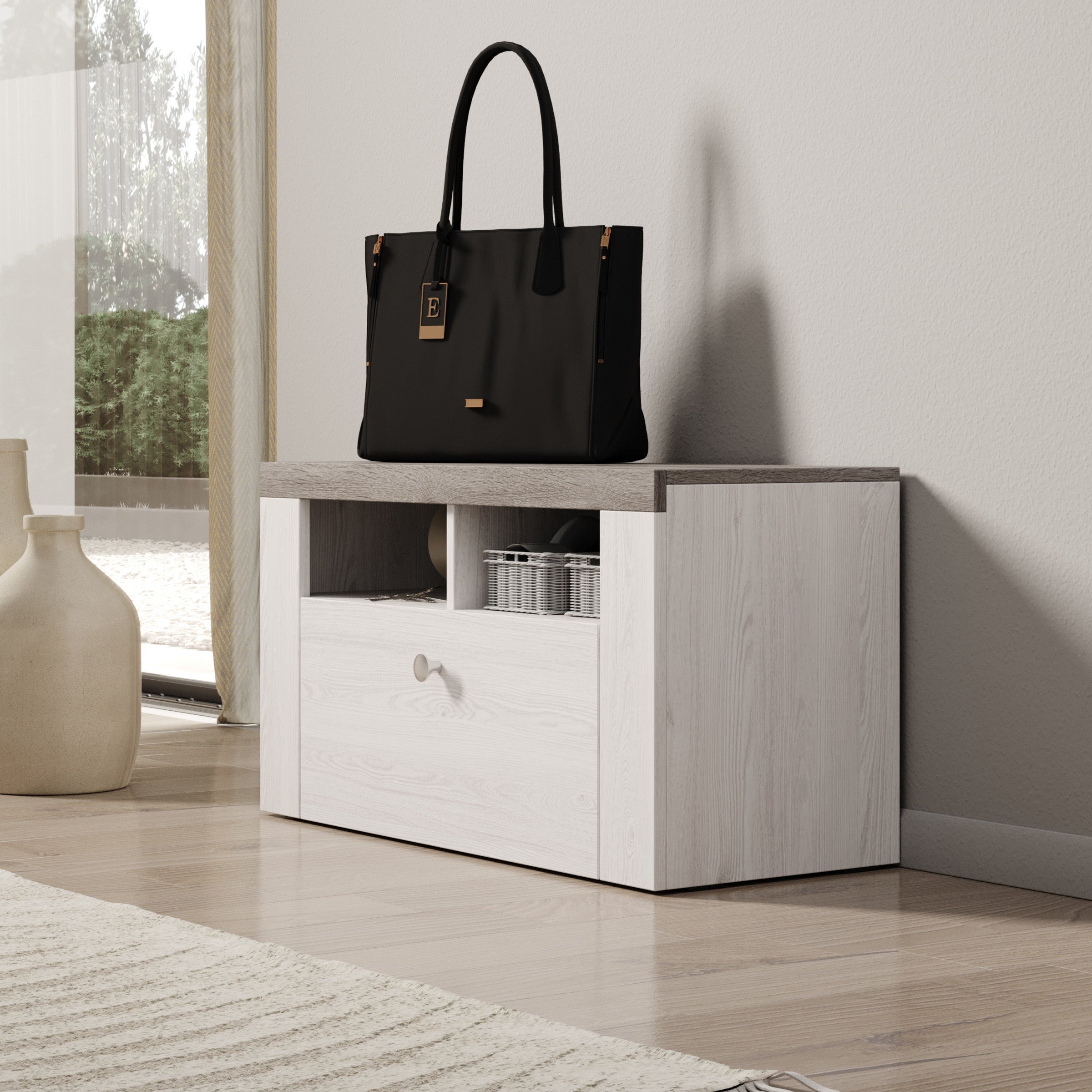 Linford - Schoenenkast - Wit eiken - 84x34x44 cm
