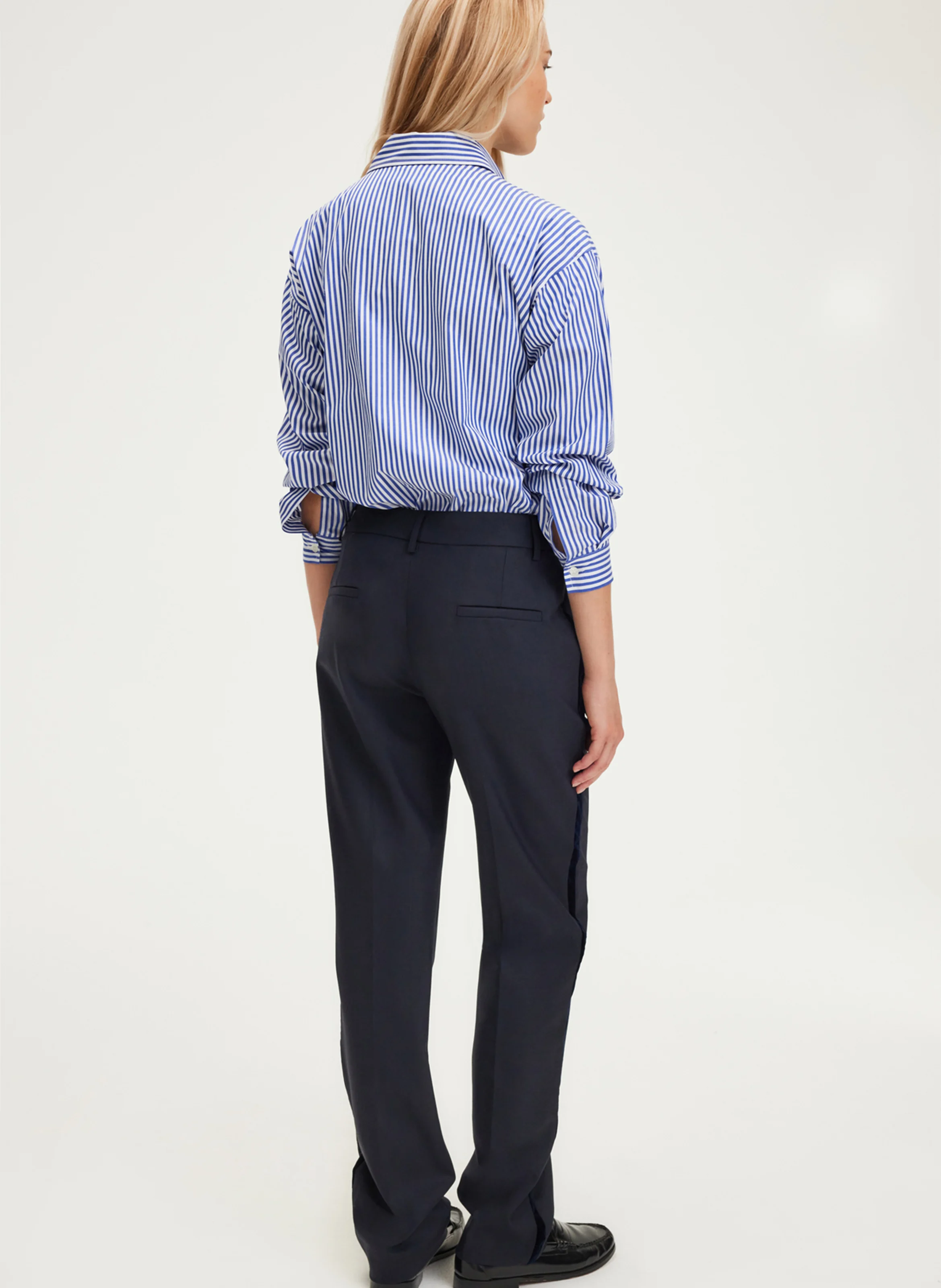 NIHELLE - Pantalon cigarette en laine mélangée | Bleu