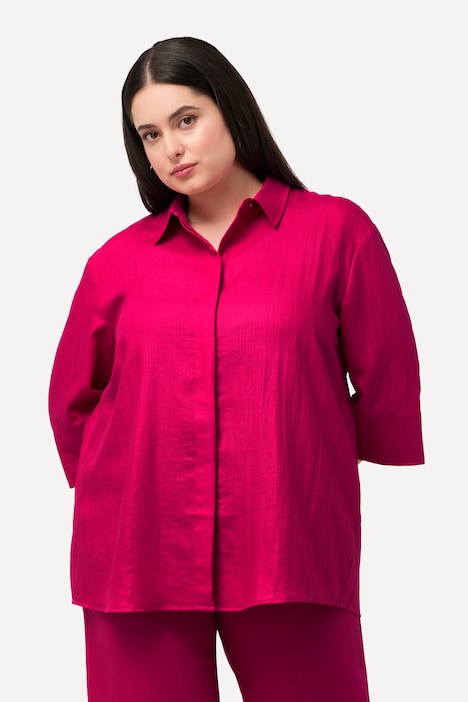 Hemdbluse, Viskosemix, Hemdkragen, 3/4-Arm