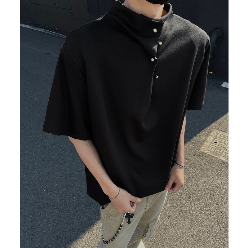 Freehop - T-shirt met korte mouwen en mockneck, effen